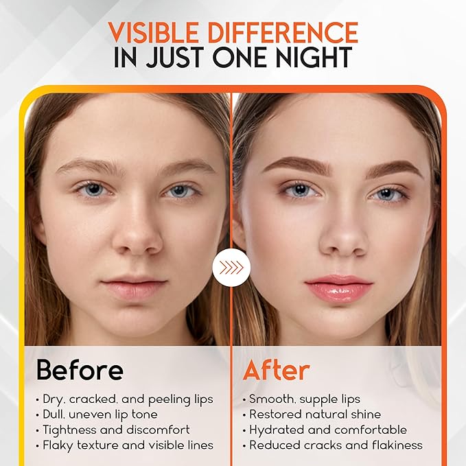 Lip Mask Overnight with Hyaluronic Acid & Collagen, Lip Sleeping Mask for Dry Cracked Lips, Moisturizing, Hydrating, Exfoliating Night Treatment for Lip Care (Peach) (0.7, Honey)-VivaGrace Women