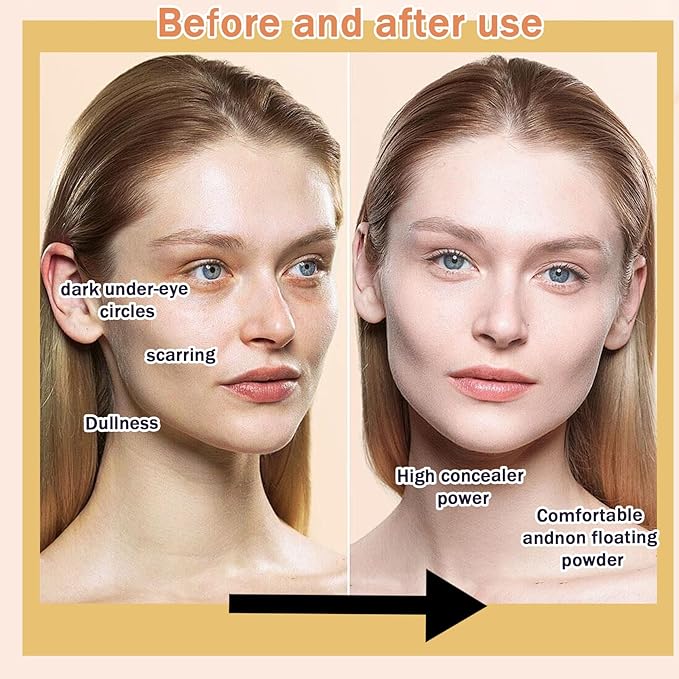 2PCS Color Changing Foundation Makeup Set with 2 Makeup Sponges,Moisturizing Full Coverage Liquid Foundation for Women,Non-greasy Long Lasting Flawless Concealer Cream Makeup Foundation Set-VivaGrace Women