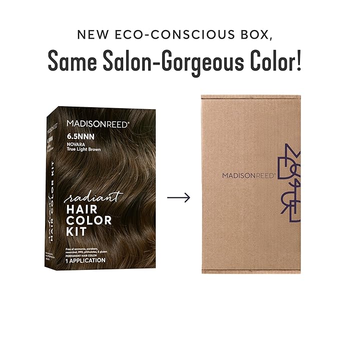 Madison Reed Radiant Hair Color Kit | 6.5NNN Light Brown (Novara Light Brown) for 100% Gray Hair Coverage | Salon Quality Permanent Hair Dye | PPD-Free & Ammonia-Free | (Packaging May Vary) 2 Pack-VivaGrace Women