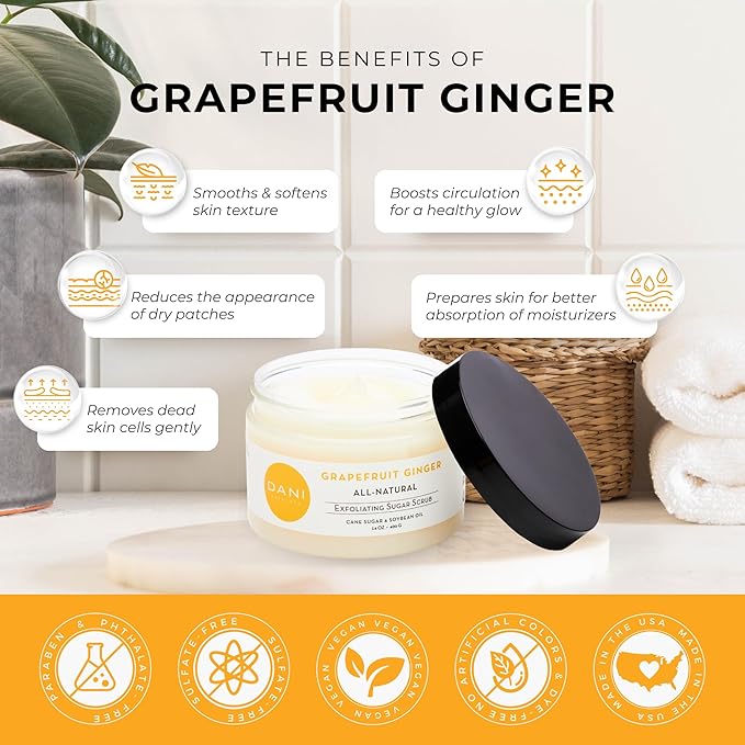 Naturals Sugar Scrub - Gently exfoliates with organic cane sugar, leaving skin soft and radiant. Infused with grapefruit and ginger, it deeply moisturizes. 14 oz-VivaGrace Women