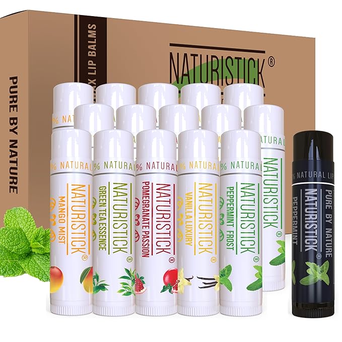 16-Pack Lip Balm Gift Set by Naturistick. Assorted Scents. 100% Natural Ingredients. Best Beeswax Chapsticks for Dry, Chapped Lips. Made in USA for Men, Women and Children-VivaGrace Women