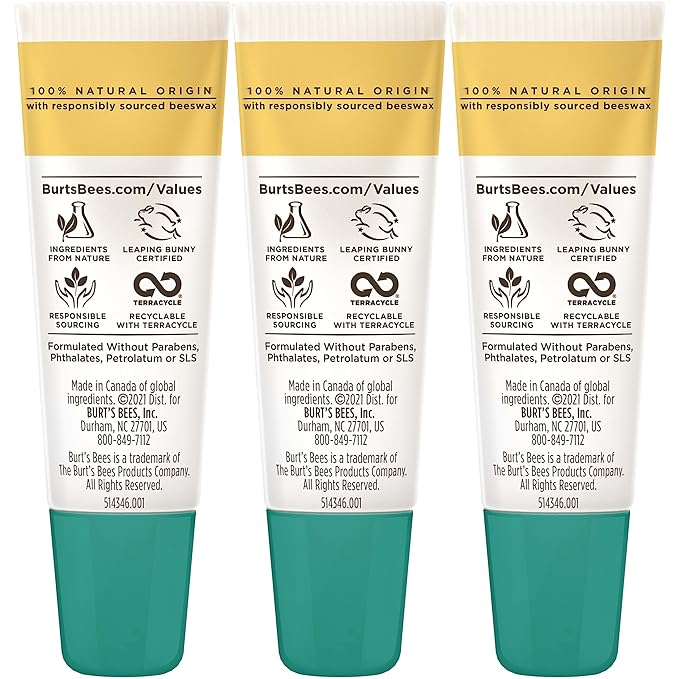 Burt's Bees Rescue Lip Relief Lip Balm, With Shea Butter and Echinacea, Tint-Free, Natural Origin Lip Care, 3 Tubes, 0.35 oz.-VivaGrace Women