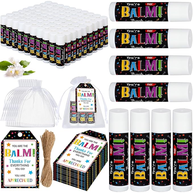 100 Pack Employee Appreciation Gifts Bulk Lip Balms Favors Bulk Small Thank You Gifts Team Appreciation Inspirational Gifts for Women Men Coworkers Staff Teachers Nurses-VivaGrace Women