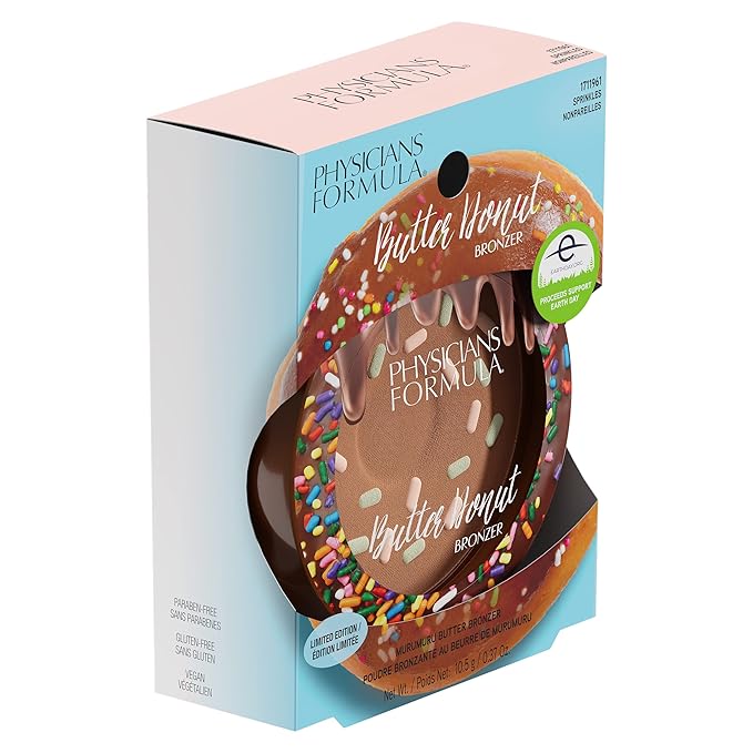 Physicians Formula Murumuru Butter Cheat Day Donut Bronzer, Lightweight, Cruelty-Free, For Sensitive Skin, Dark Shimmer Cream Bronzer, 0.38Oz, Sprinkles-VivaGrace Women