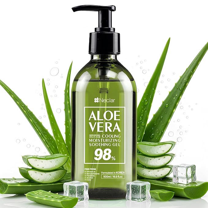 98% Aloe Vera Gel for Face, Skin and Hair - 16.9 oz / 500ml - Pure Aloe Vera Gel for Sunburn Relief - After Sun Care - Sun Burn Moisturizer-VivaGrace Women