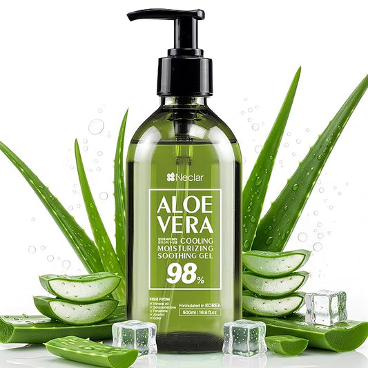 98% Aloe Vera Gel for Face, Skin and Hair - 16.9 oz / 500ml - Pure Aloe Vera Gel for Sunburn Relief - After Sun Care - Sun Burn Moisturizer-VivaGrace Women
