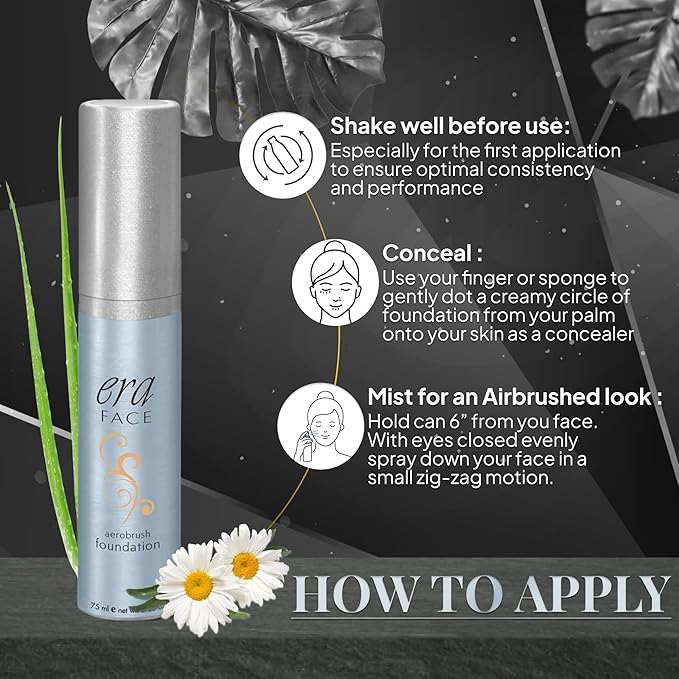 ERA Face spray makeup (R6 Ginger, 2.25 oz) - airbrush foundation, everyday, buildable, professional spray on cosmetics by Era Beauty-VivaGrace Women