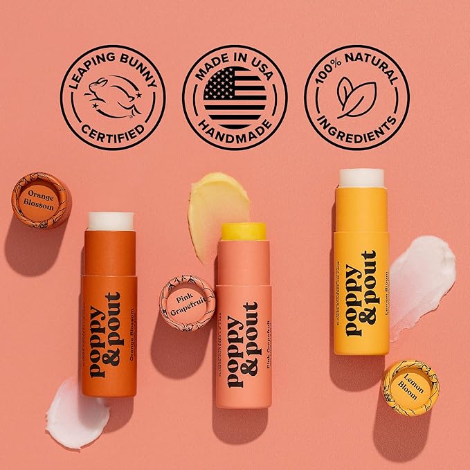 Poppy & Pout Pink Grapefruit Jumbo Lip Balm | All Natural Lip Balms & Moisturizers | Hydrates with Beeswax, Vitamin E, Organic Coconut Oil | Cruelty-Free | Lip Balm in Recyclable Cardboard Tube-VivaGrace Women