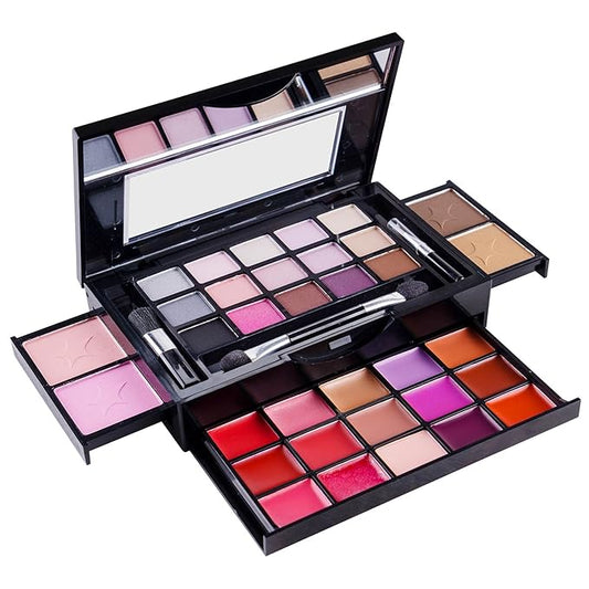 SHANY Fierce & Flawless All-in-One Makeup Set Compact with Mirror, 15 Eye Shadows, 2 Bronzers, 2 Blushes and 15 Lip/Eye Glosses, Makeup Applicators, Premium Giftable Packaging-VivaGrace Women
