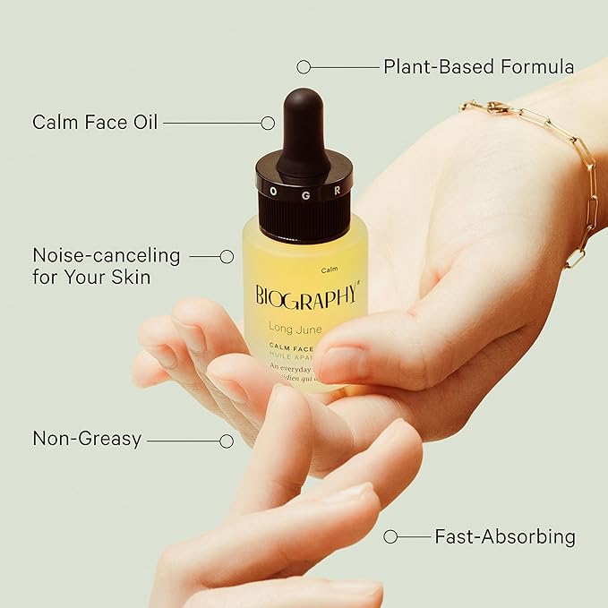 Biography Long June Quieting Face Oil, 13ml- Natural Smoothing & Clarifying Dry Oil. Clarifying, Moisturizing & Hydrating Beauty Facial Oil for Women w/Camellia, Vitamin E & Marula-VivaGrace Women