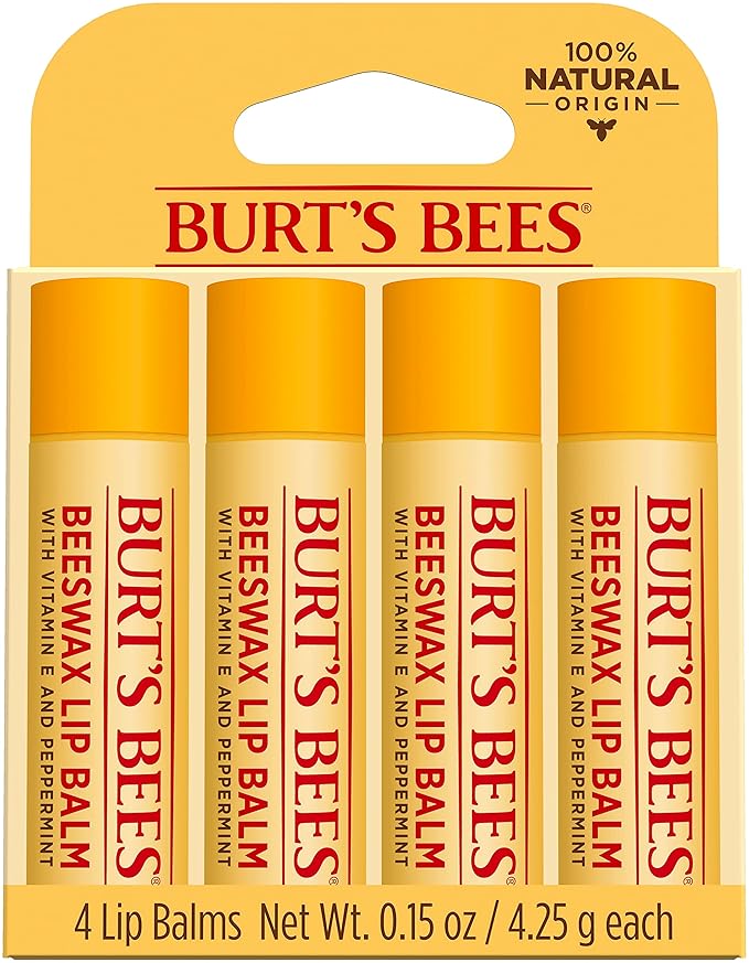 Beeswax Lip Balm Pack by Burts Bees for Unisex - 4 x 0.15 oz Lip Balm-VivaGrace Women