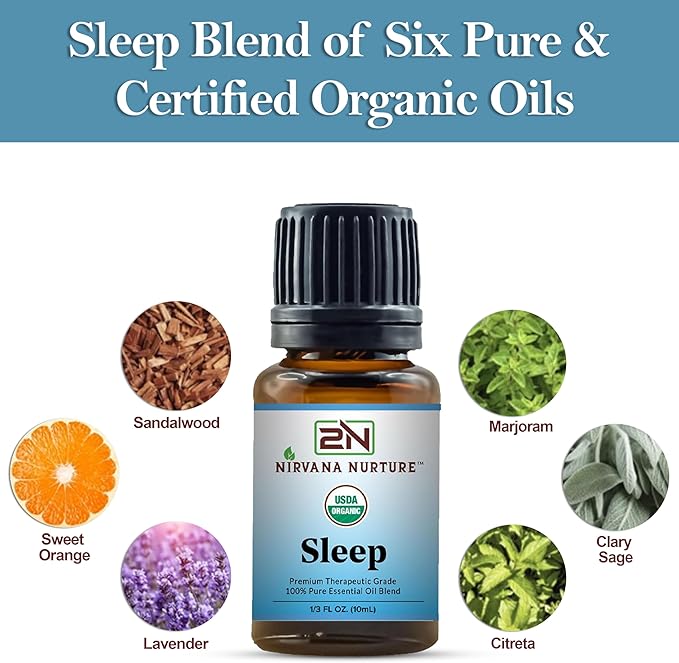 Sleep Blend USDA Certified Organic, 100% Pure and Premium, Undiluted, Sleep, Aromatherapy, Calm, Relax-VivaGrace Women