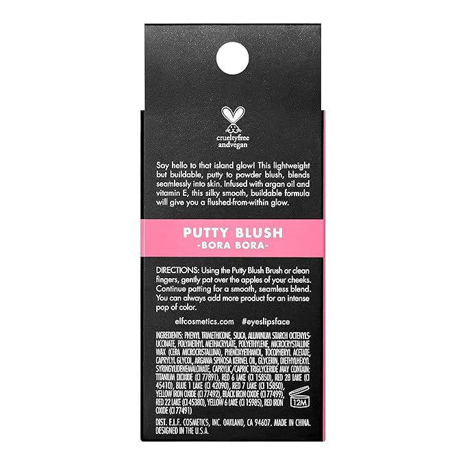 e.l.f. Putty Blush, Creamy & High-Pigment Formula For A Natural Glow, Delivers A Semi-Matte & Powder Finish, Vegan & Cruelty-Free, Bora Bora-VivaGrace Women