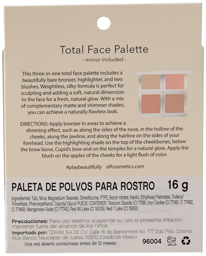 Elf 96004 Bb Total Face P Size .56 O Elf 96004 Beautifully Bare Total Face Palette 0.56oz-VivaGrace Women