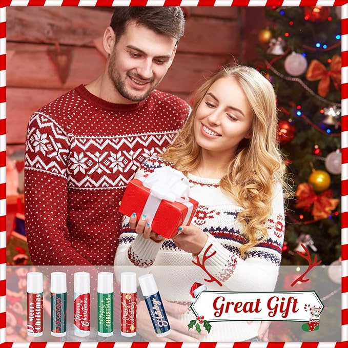 36 Pcs Lip Balm Bulk Easter Basket Stuffers Christmas Gifts for Kids Holiday Lip Balm Moisturizing Stick Lip Care Multipack Flavored Lip Balm for Party Supplies in 6 Flavors (Santa Claus)-VivaGrace Women