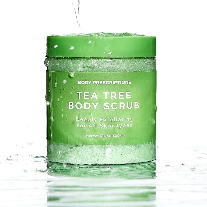 Body Prescription Deep Exfoliating Body Scrub - Cruelty-Free Formula for All Skin Types, 17.64 Ounce (Pack of 2), Tea Tree