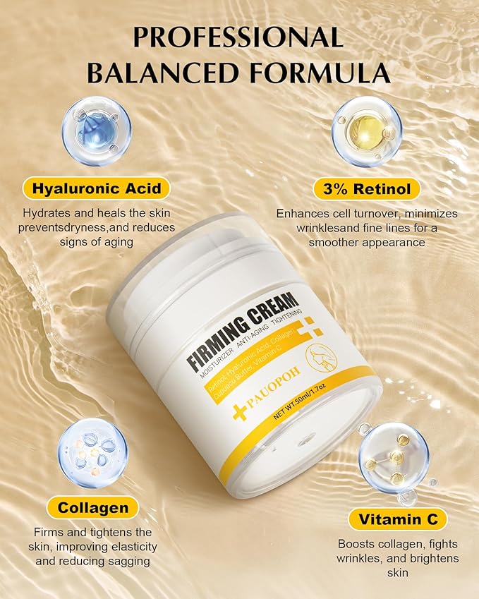 Neck Firming Cream with 3% Retinol - Hyaluronic Acid, Anti-Wrinkle Treatment, Skin Tightening Cream for Face, Neck, Chest & Décolleté-VivaGrace Women