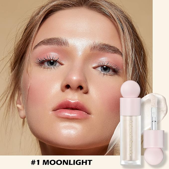 Erinde Liquid Highlighter Makeup, Face Highlighter Bronzer Makeup Stick, Natural Glossy Finish, Lightweight Blendable Silky Smooth Cream Face Illuminator Makeup, Cruelty-free, 01# MOONLIGHT-VivaGrace Women