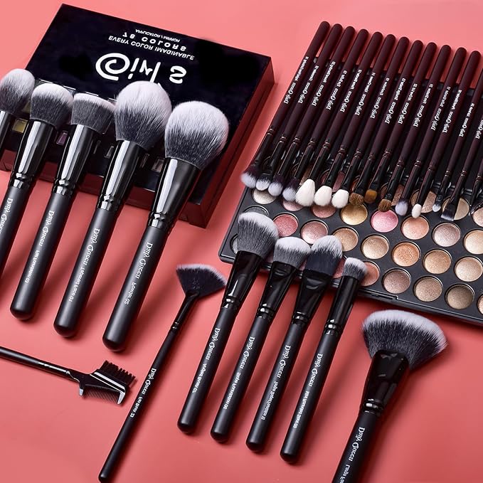29pcs Black Professional Makeup Brush Set Kabuki Powder Concealers Eye shadows Blush Eyeliner Eyebrow Contour Eye blending Brushes (29pcs brush)-VivaGrace Women