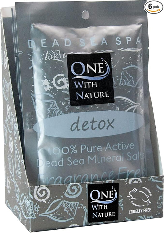 One With Nature 100% Pure Dead Sea Salt for Bath Fragrance Free, 2.5oz 6Pack. High in 21 Essential Minerals, Such as Magnesium, Sulfur, Zinc, Potassium. Skin Nourishing and Therapeutic.-VivaGrace Women