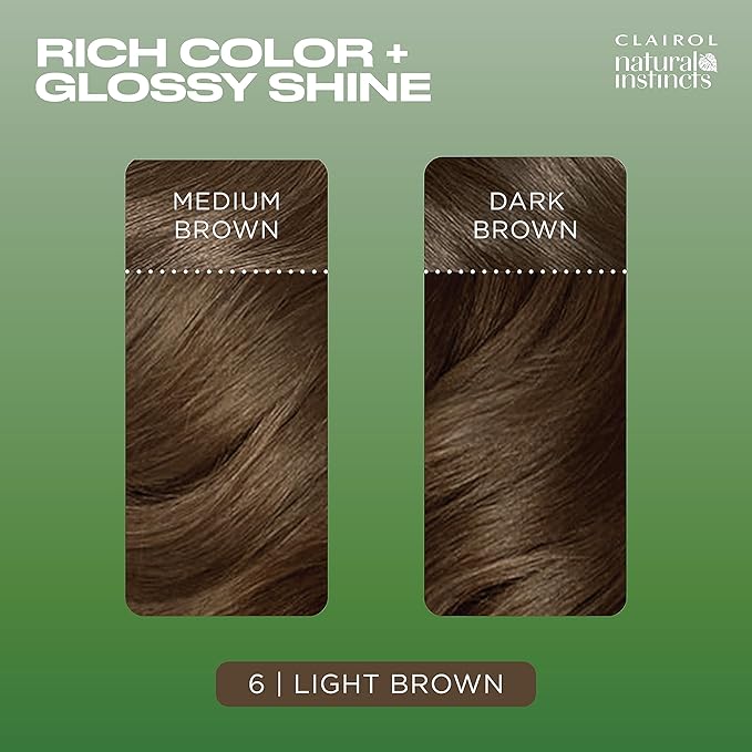Clairol Natural Instincts Demi-Permanent Hair Color, 6 Light Brown Hair Color, Pack of 1-VivaGrace Women