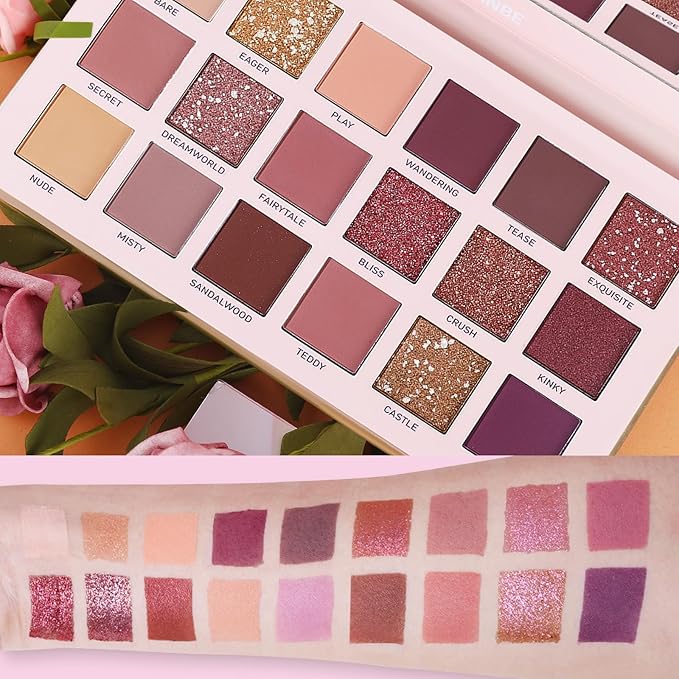 UCANBE Makeup Kit for Women & Teens,18 Colors Nude Eyeshadow +7pcs Soft Makeup Brushes + Pink Cosmetic Bag Makeup Sets, Shimmer Matte Glitter Makeup Palettes Set for Girls Beginners & Professional-VivaGrace Women