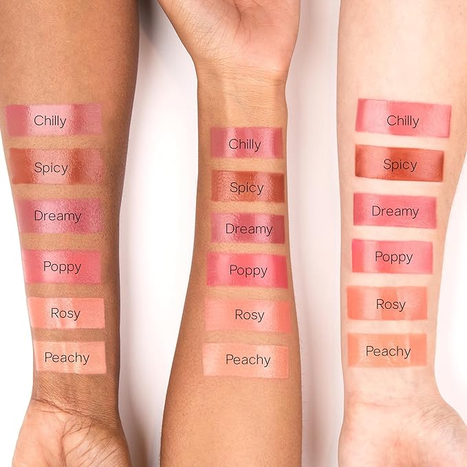 Saie Dew Blush - Lightweight Liquid Blush with a Blendable + Buildable Cream Finish - Dewy Cheek Tint with Doe Foot Wand Makeup Applicator - Bright Coral Blush - Poppy (.40 oz)-VivaGrace Women