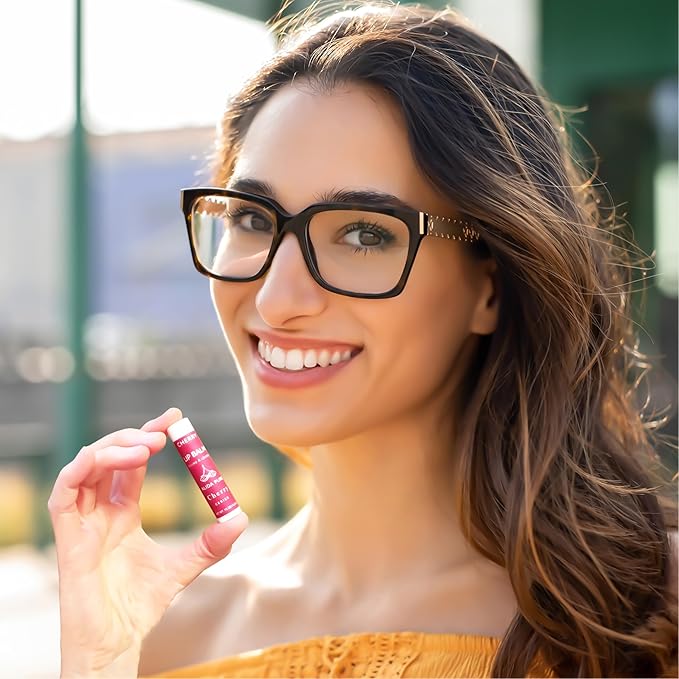 Cherry Lip Balm Collection, Vegan Lip Balm Set, Beeswax Free, with Avocado Oil, Organic Jojoba Oil, and Vitamin E, Natural Moisturizer for Dry, Chapped Lips, 3 Tube Set-VivaGrace Women