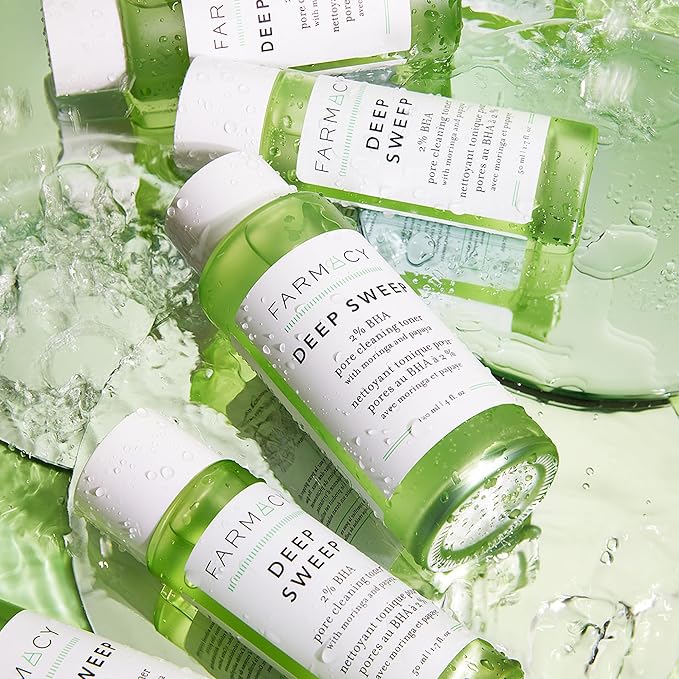 Farmacy 2% Salicylic Acid Toner for Face - Deep Sweep Gentle BHA Exfoliant for Oily Skin - Refines Texture with Papaya Enzymes & Moringa Water for a Healthy-Looking Complexion (100ml)-VivaGrace Women