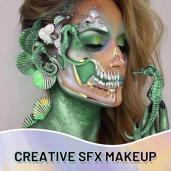 Green Water Based Face Body Paint for St. Patrick’s Day, 2.37 OZ Large Tube Full Coverage Face Paint for Cosplay Gamora Hulk Witch, Washable Green Body Painting Cream Adult Halloween SFX Makeup-VivaGrace Women