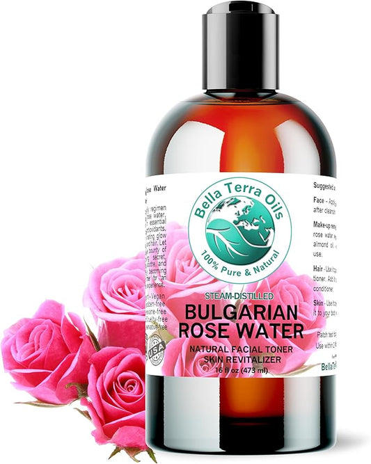 Bella Terra Oils - Rosewater Spray 16 oz - Embrace The Timeless Beauty of Pure Organic Rose Water, Ideal for Skin & Hair, Immerse in Natural Rose Fragrance-VivaGrace Women