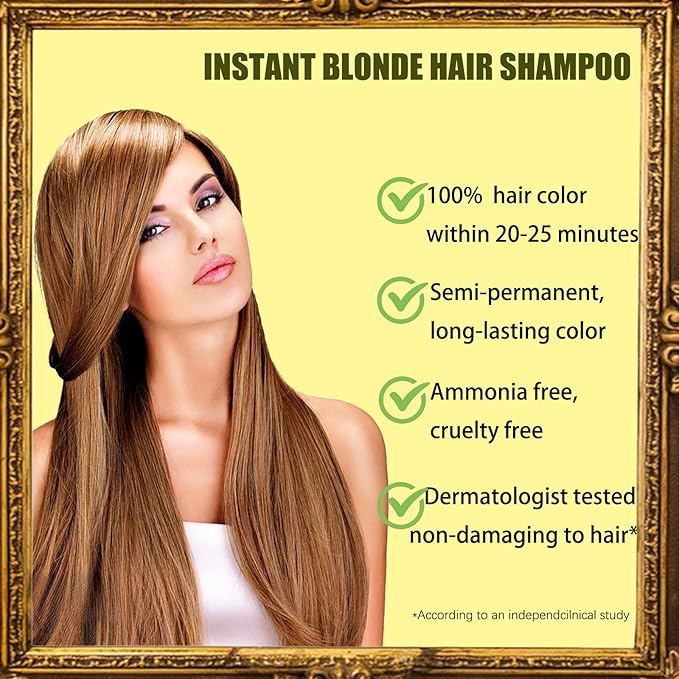 Blonde Brown Hair Dye Shampoo 3 in 1 - Instant Shampoo Para Pintar el Cabello Refresh Hair Color, Herbal Shampoo Hair Dye for Women Men, Easy to Use & Long Lasting Hair Color Shampoo 16.90 oz-VivaGrace Women