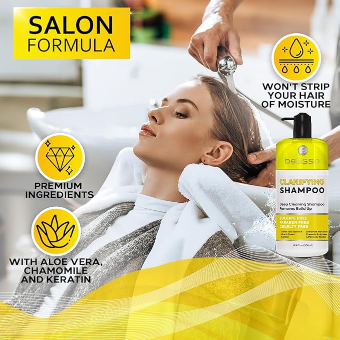 Clarifying Shampoo for Women and Men - Ideal for Oily Hair and Build Up - Gentle, Moisturizing Sulfate Free Formula - Safe for Color Treated, Curly Perms and Dry Scalps - Remove Chlorine for Swimmers-VivaGrace Women