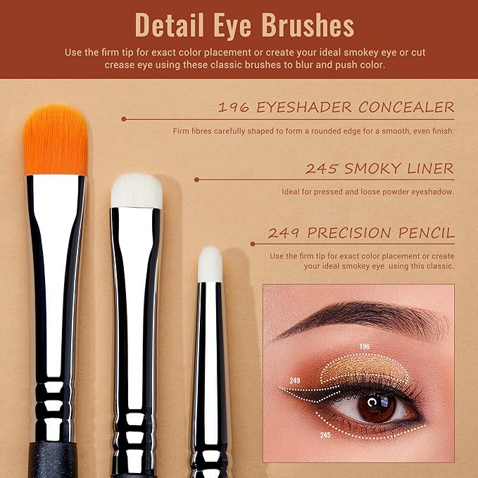 Jessup Eyeshadow Brush Set 7pcs Fluffy Eye Makeup Brushes for Eye Shadow Blending Shader Crease Concealer Black T334-VivaGrace Women