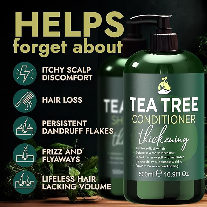 Tea Tree Shampoo & Conditioner Set | Thinning Hair Loss Treatments for Men and Women | Soothes Itchy Scalp & Dandruff | Boosts Hair Growth & Reduces Hair Loss | Sulfate & Paraben Free-VivaGrace Women