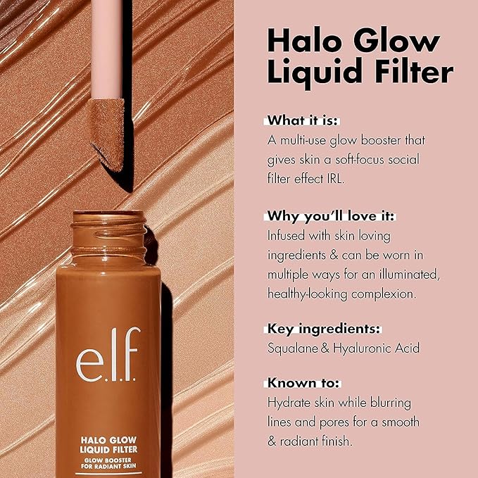 e.l.f. Halo Glow Liquid Filter, Complexion Booster For A Glowing, Soft-Focus Look, Infused With Hyaluronic Acid, Vegan & Cruelty-Free, 1 Fair-VivaGrace Women