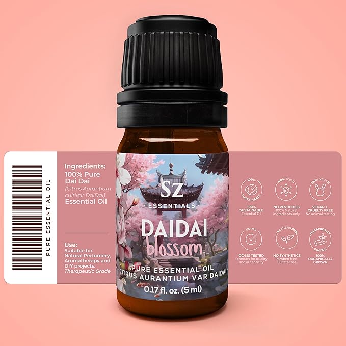 Daidai Blossom Essential Oil - 100% Pure and Undiluted Neroli-Daidai - Citrus Aurantium cv Daidai - Floral & Citrusy Scent with Oriental Overtones - Therapeutic Grade & Vegan - 0.17oz-VivaGrace Women