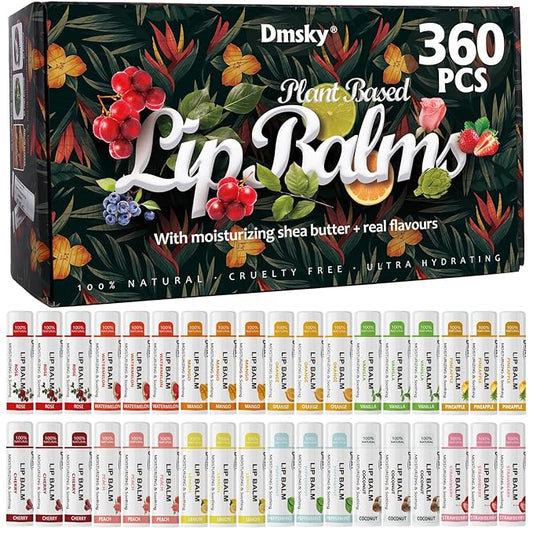 Dmsky Lip Balm Bulk, Fruit Lip Balm Variety Pack, Hydrating Lip Balm for Men Women Kids, 0.15 Oz, 360 count (Pack of 1)-VivaGrace Women