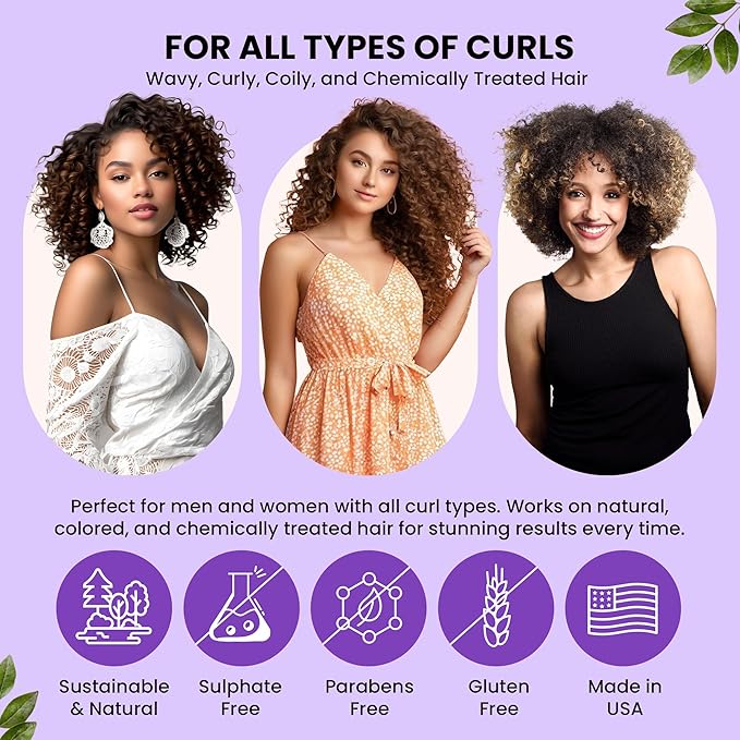 Controlled Chaos, As Seen on Shark Tank Curl Defining Cream for All Hair Types to Add Smoothness and Control Curly, Sulfate-Free Curl Cream (3oz)-VivaGrace Women
