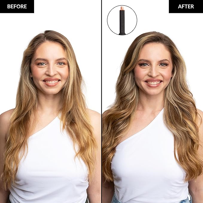 FoxyBae Super Styler Pro Interchangeable 5 in 1 Hair Styler Wand Curling Iron Set - w/Drying Cylinder, Ceramic Blowout & Round Brushes, 2 Auto-Wrap Curlers - Frizz-Free, Smooth Hair [Black Rose-Gold]-VivaGrace Women