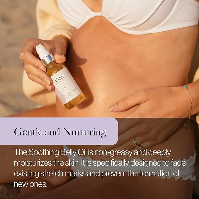 ESKER Natural Soothing Belly Oil | (2.0oz) | Plant-Based Formulated for Pre and Postpartum Skin | Designed to Fade Existing Stretch Marks and Prevent the Formation of New Ones | Cruelty Free-VivaGrace Women