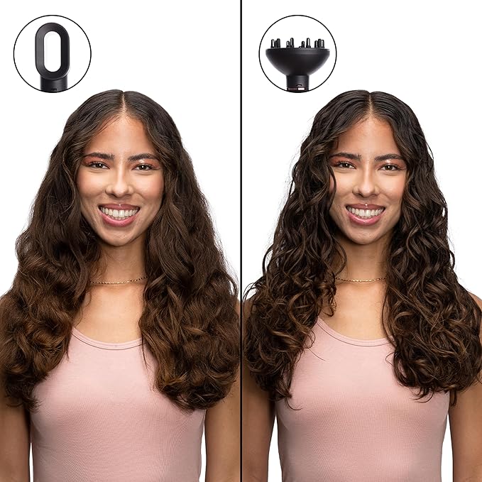 Foxybae Super Styler – 4-in-1 Blow Dryer Brush Set - Diffuser, Blowout Brush, 1.25” Curling Barrel & Drying Cylinder - Voluminous, Frizz-free Hair - Blow Dryer, Straightener & Curler [Black Rose-Gold]-VivaGrace Women