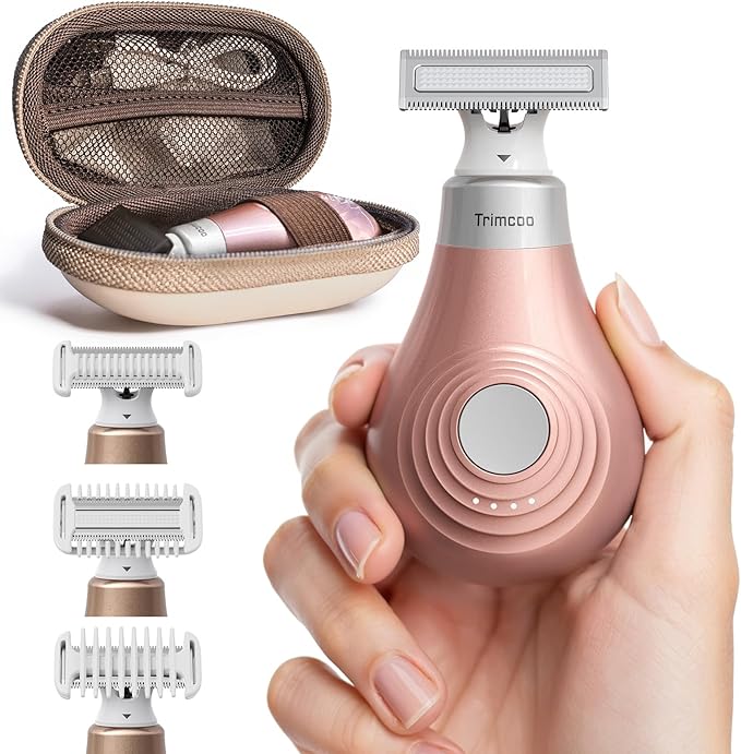 Mini Bikini Trimmer for Women - Intimate Pubic Hair Removal, Electric Body Groomer, Small Portable Wet/Dry Shaver, Magnetic Blade, USB-C Rechargeable with Travel Case, Easy to Clean (Gold)-VivaGrace Women