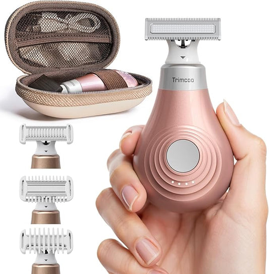 Mini Bikini Trimmer for Women - Intimate Pubic Hair Removal, Electric Body Groomer, Small Portable Wet/Dry Shaver, Magnetic Blade, USB-C Rechargeable with Travel Case, Easy to Clean (Gold)-VivaGrace Women