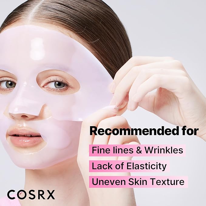 COSRX The Peptide Collagen Lifting Glow Hydrogel Face Masks Skincare 3 EA, Collagen Face Mask, Travel Essentials, Overnight Face Mask, Korean SkinCare-VivaGrace Women