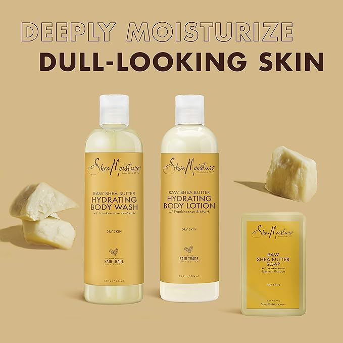 SheaMoisture Hydrating Bath and Body Kit Skin Care Products for Dry Skin Raw Shea Butter Hydrating Pack of 3-VivaGrace Women
