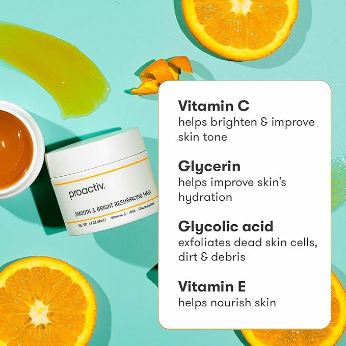 Proactiv Smooth & Bright Resurfacing Vitamin C Face Mask - Targets Post Acne Dark Marks, Hyperpigmentation, Rough Texture, Formulated for Acne-Prone Skin, 1.7 Oz-VivaGrace Women