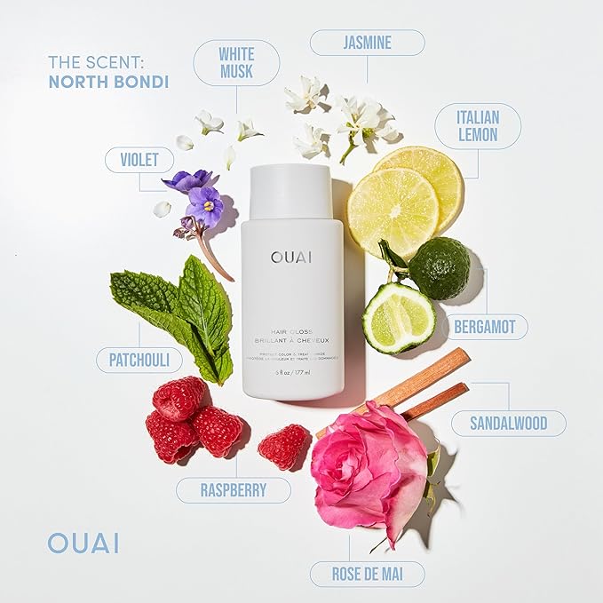 OUAI Hair Gloss - In-Shower Shiny Hair Treatment & Glaze with Frizz Control - Heat Protectant Infused with Hyaluronic Acid, Rice Water & Panthenol - Paraben, Phthalate & Sulfate Free (6 Oz)-VivaGrace Women