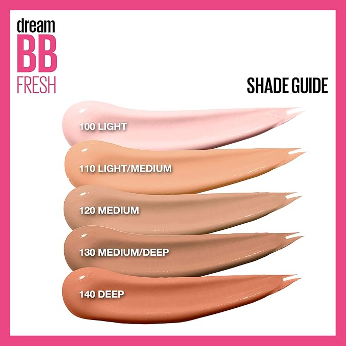 Maybelline Dream Fresh Skin Hydrating BB cream, 8-in-1 Skin Perfecting Beauty Balm with Broad Spectrum SPF 30, Sheer Tint Coverage, Oil-Free, Light, 1 Fl Oz-VivaGrace Women