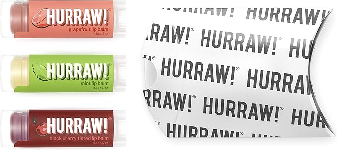 Hurraw! Grapefruit, Mint, Black Cherry Tinted Lip Balms, 3 Pack Bundle: Organic, Certified Vegan, Cruelty and Gluten Free. Non-GMO, 100% Natural. Bee, Shea, Soy & Palm Free. Made in USA-VivaGrace Women